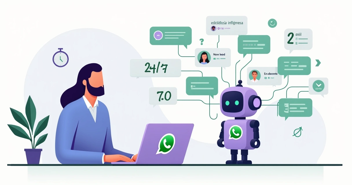 Ilustração de automação IA integrada ao WhatsApp para escalar vendas 