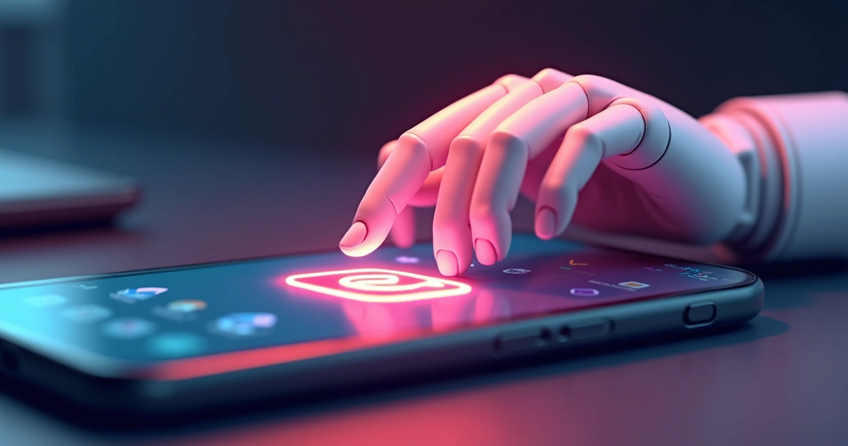 Representação visual de robô interagindo automaticamente com stories do Instagram 