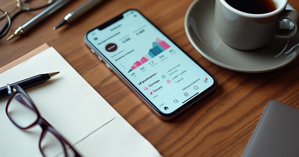 Celular mostrando painel de automação de stories do Instagram 