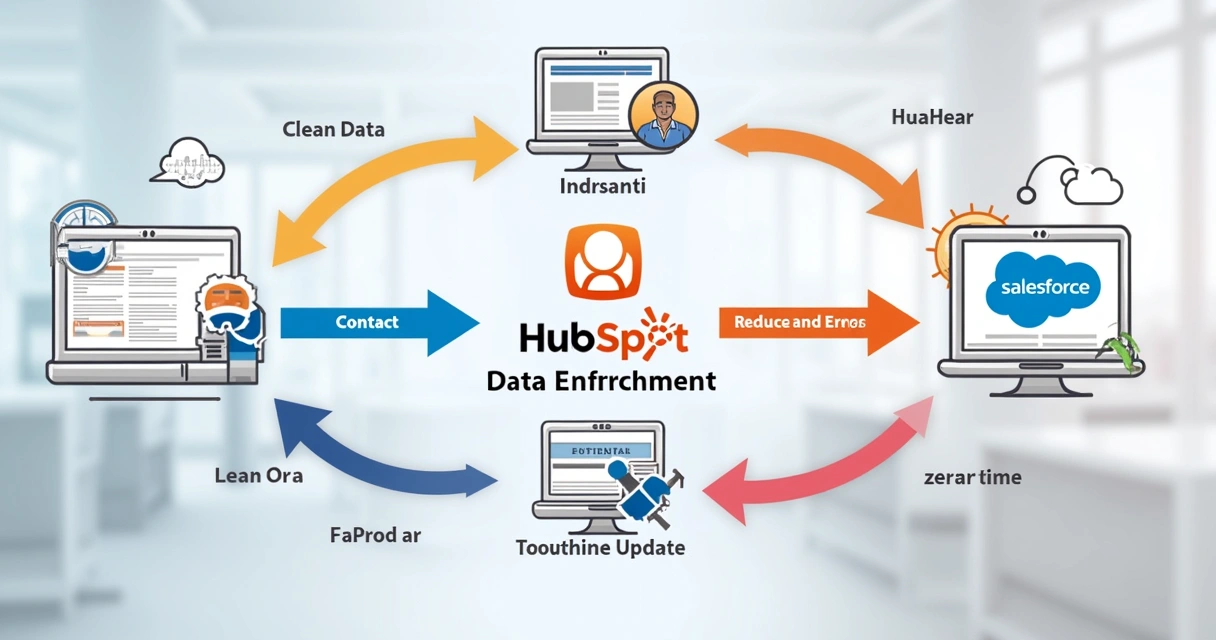 Esquema mostrando integração automática entre plataformas de enriquecimento e CRMs 