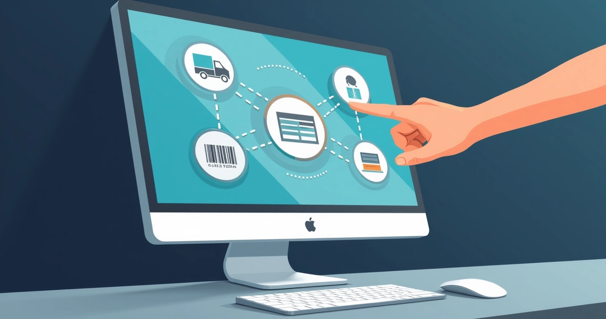 Painel digital mostrando integrações e automações em loja online 