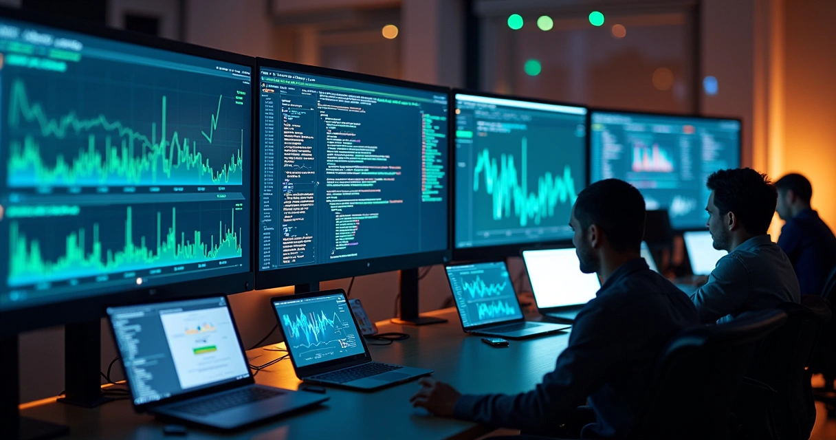 Representação de automação de processos com IA em ambiente de trabalho digital.