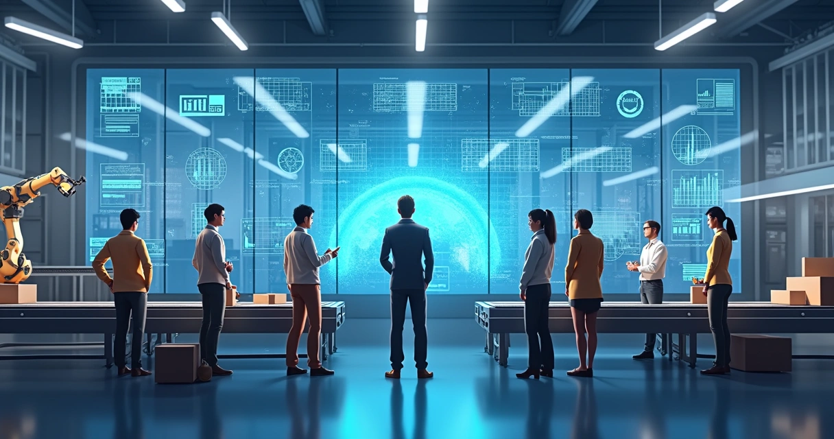 Equipe monitora esteiras industriais automatizadas por IA 