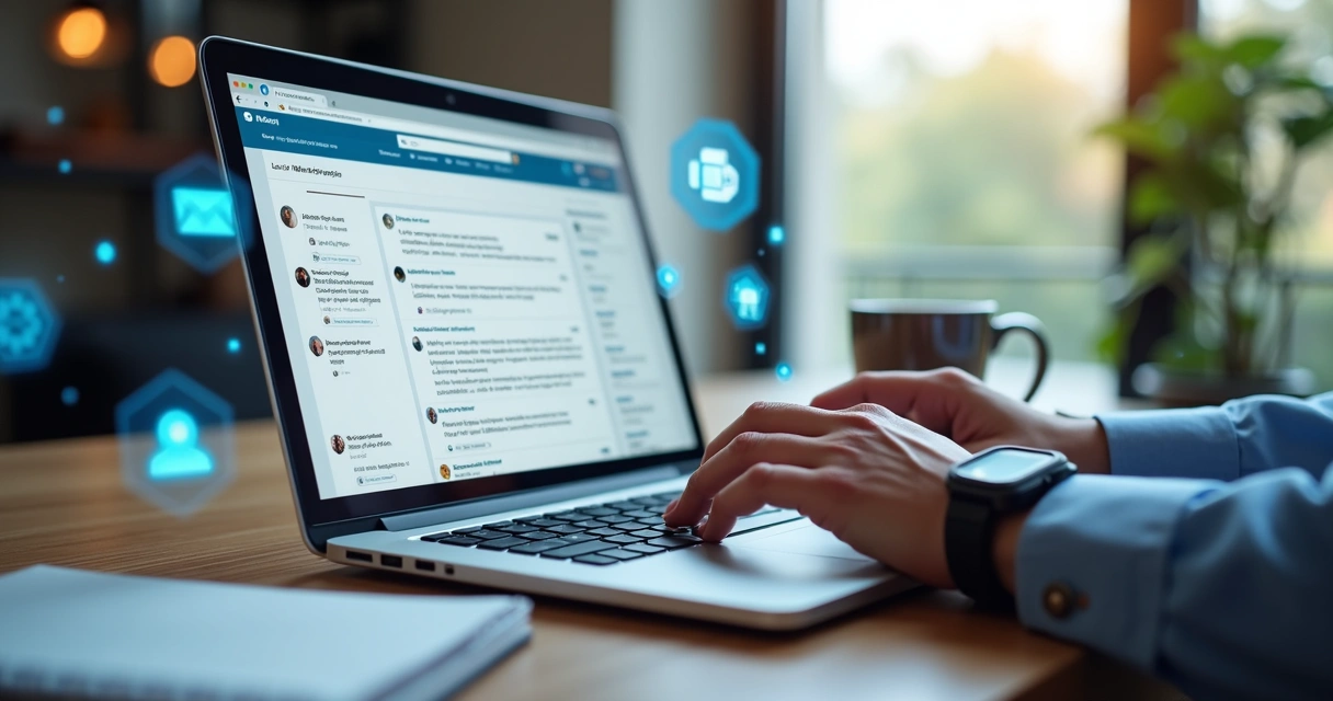Pessoa interagindo com comentários no LinkedIn usando automação inteligente para gerar leads