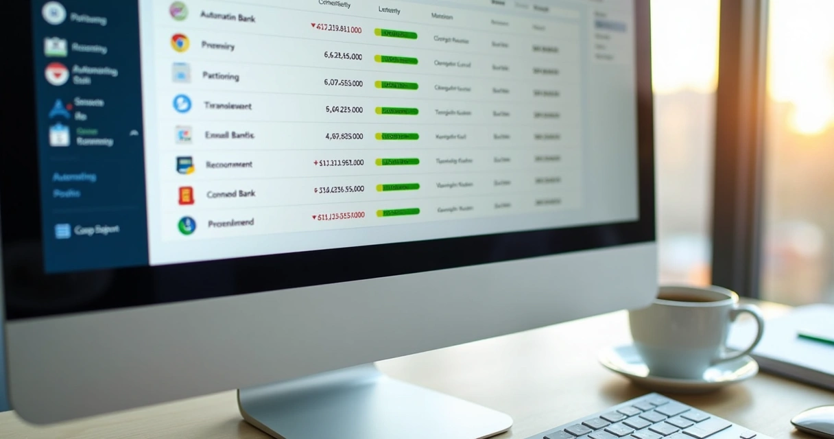 Tela de computador com automação de lançamentos contábeis 