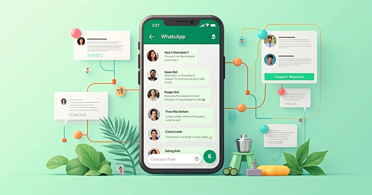 Tela de WhatsApp com bot de mensagens e etiquetas coloridas 