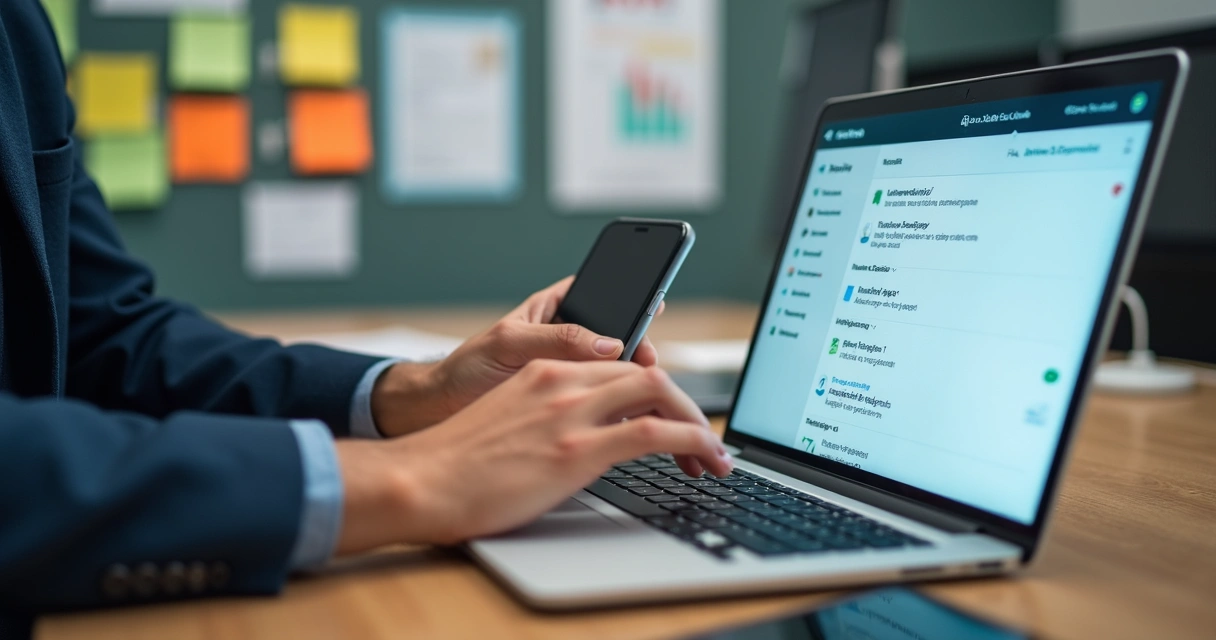 Tela de automação exibindo integração de WhatsApp e e-mail. 