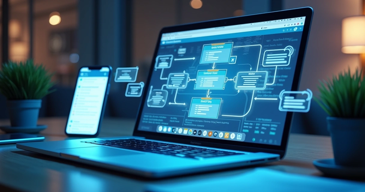 Integração de LinkedIn a sistemas de CRM e automação visualizada em tela de computador e dispositivos móveis 