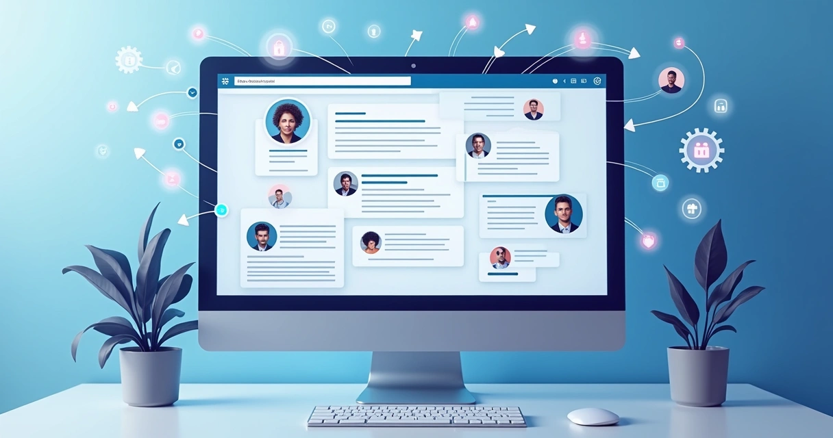 Interface de automação mostrando fluxo de interações no LinkedIn 
