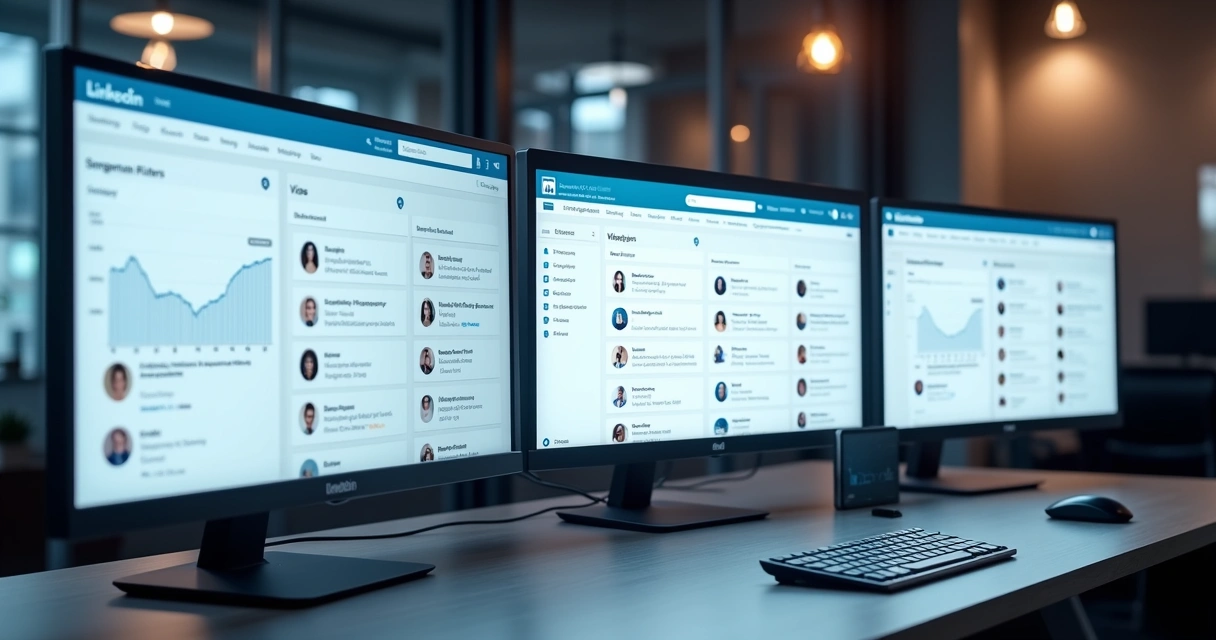 Interface de automação de mensagens LinkedIn com painel de campanhas e contatos 