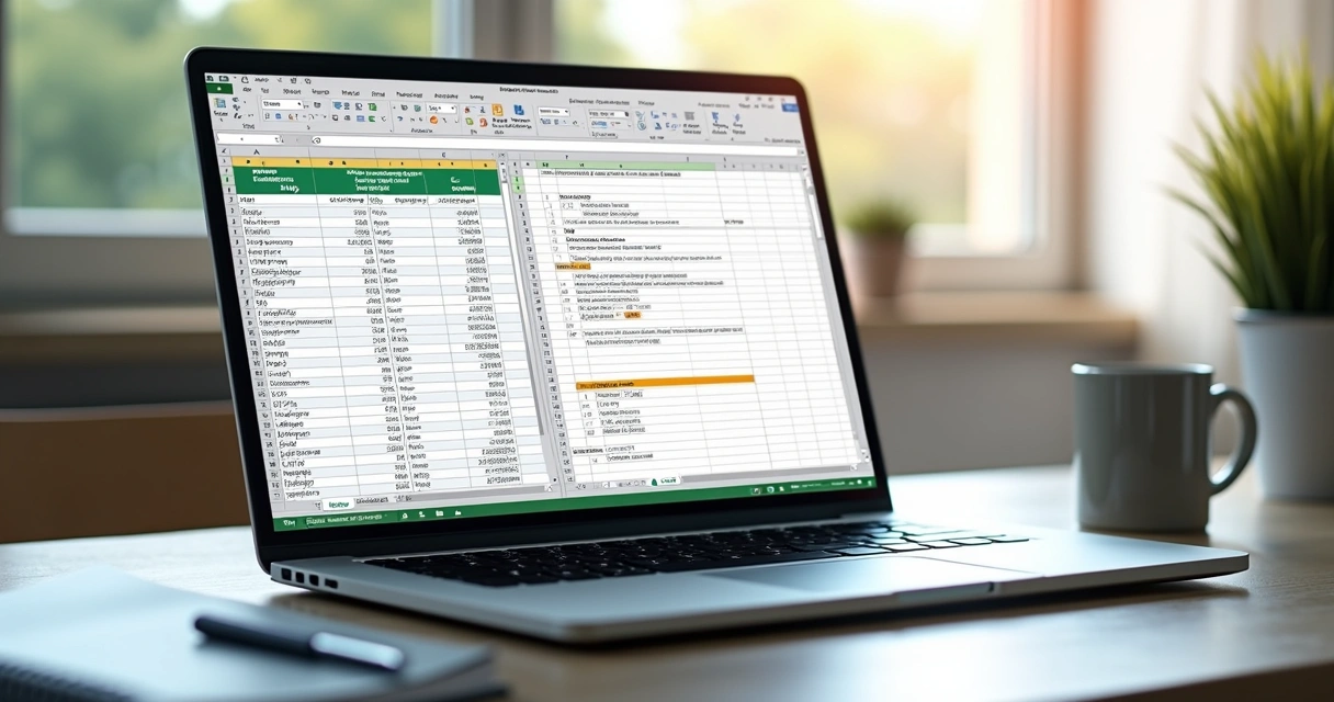 Computador com tela aberta mostrando planilha Excel com macros em execução para automatizar tarefas de RH