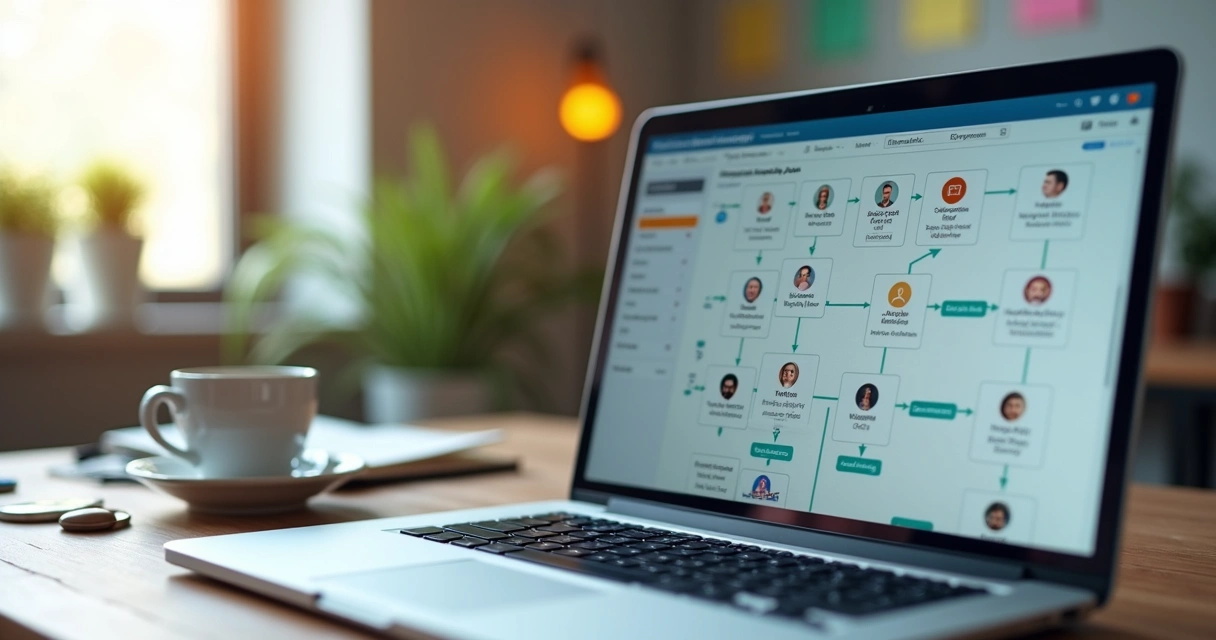 Tela de computador exibindo automação de tarefas de marketing digital 