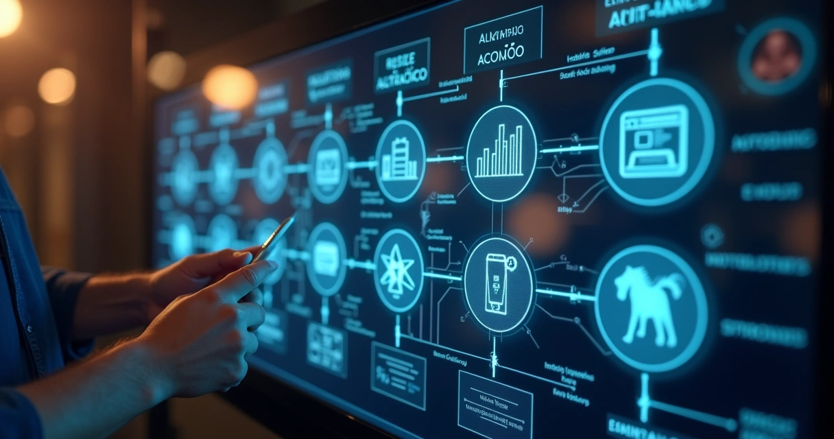 Fluxo de automação em telas digitais 