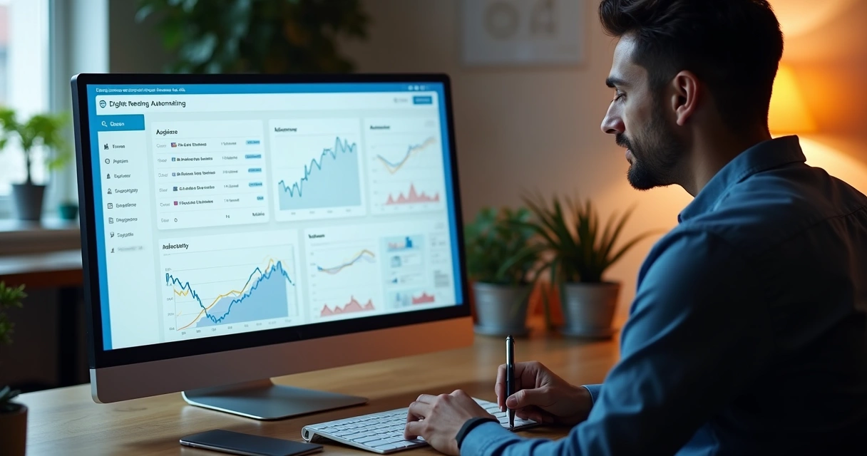 Mentor usando painel de automação digital e análise de audiência 