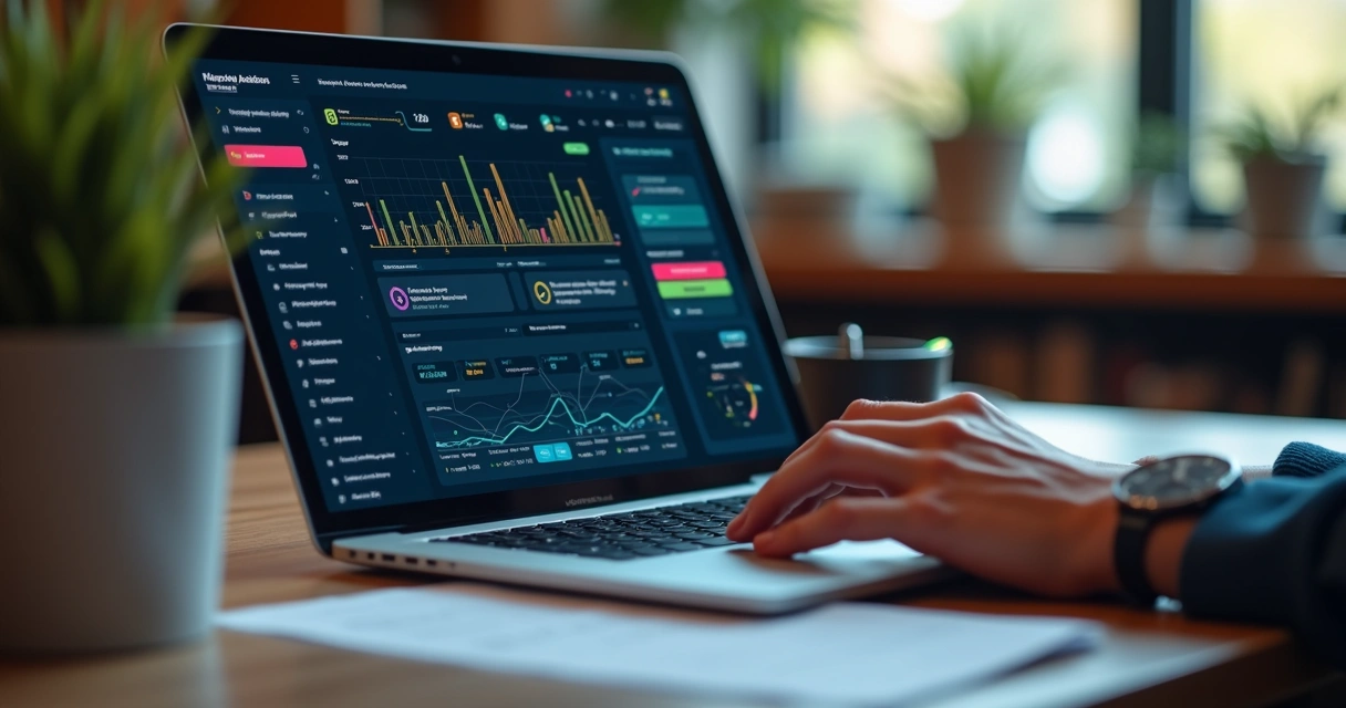 Fluxo de automação digital sendo programado em tela de computador 
