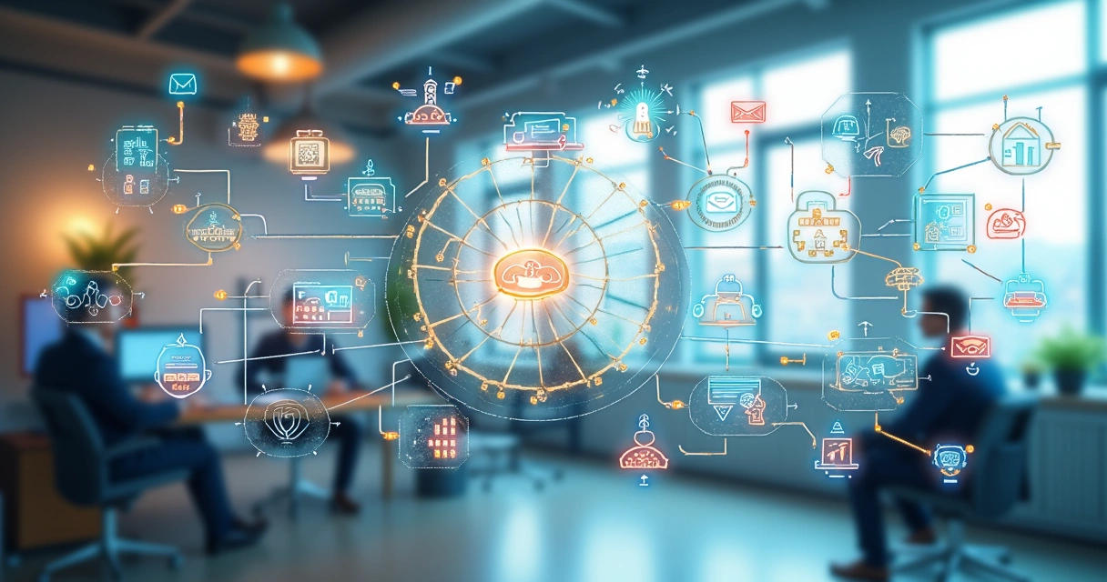 Fluxo automatizado de marketing em tela digital 