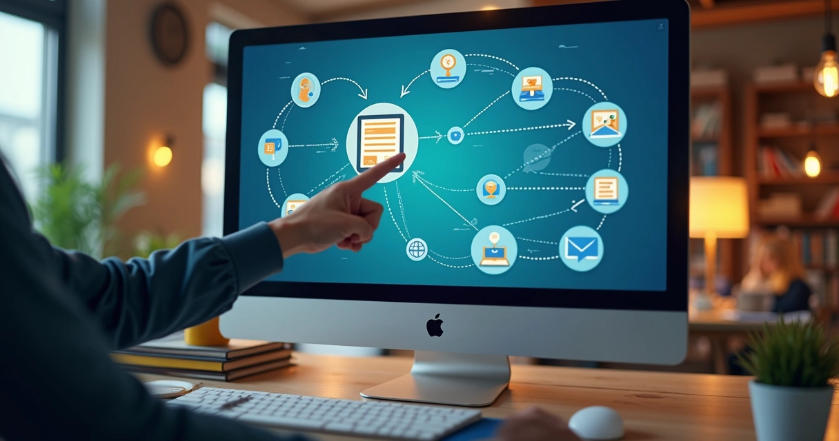 Fluxos de automação de marketing em computador 