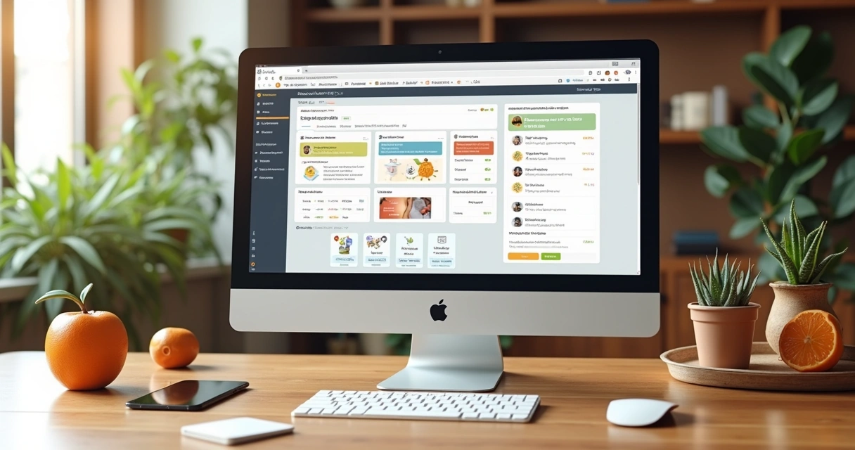Computador exibindo automação de mensagens para clientes de restaurante