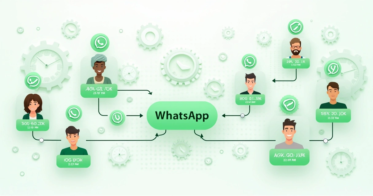 Ilustração de automação de mensagens CRM WhatsApp 