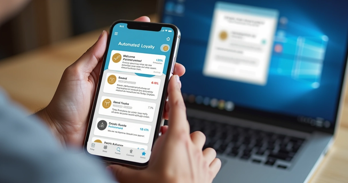 Tela de celular com mensagens automáticas de recompensa 