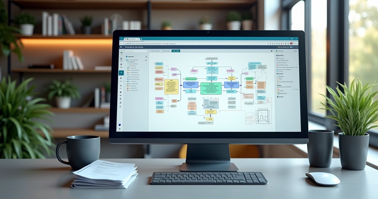 Processo automatizado de notas fiscais no computador 