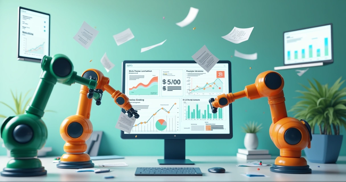 Automação de processos com tarefas sendo executadas por robôs digitais 