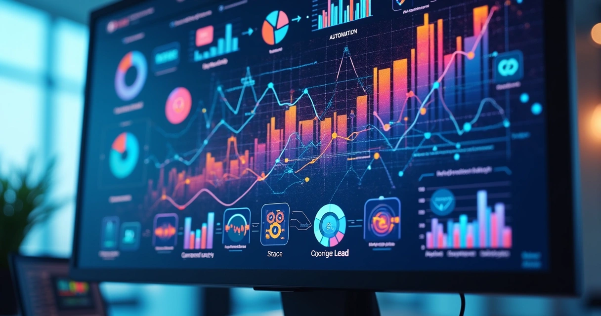Gráfico colorido de automação em SaaS 