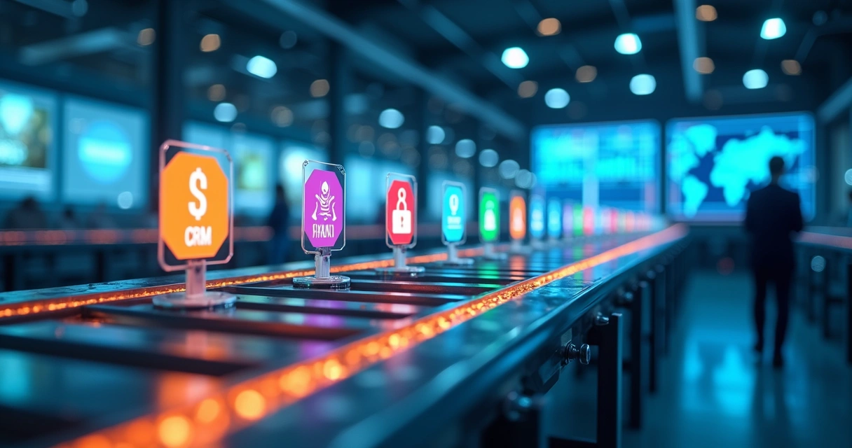 Linha de montagem digital com sistemas empresariais interligados 