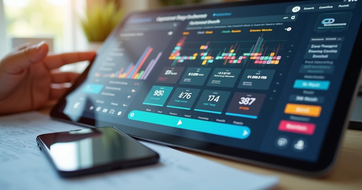 Painel digital mostrando automação de tarefas contábeis 
