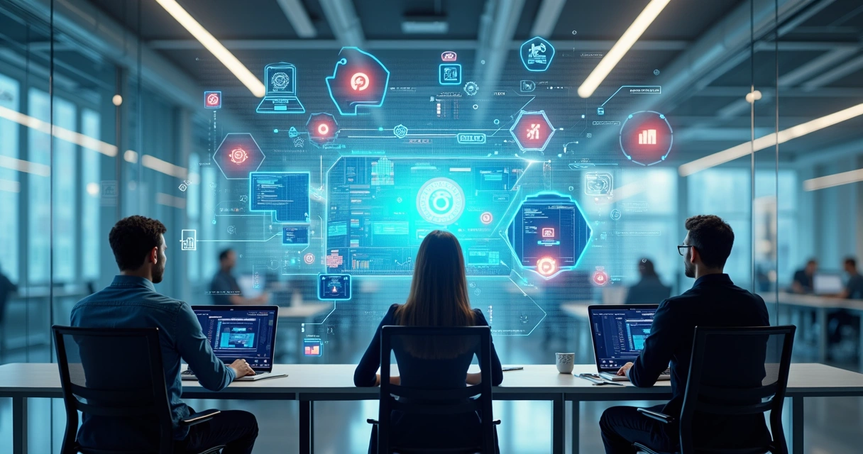 Painel digital com fluxos de automação de processos 