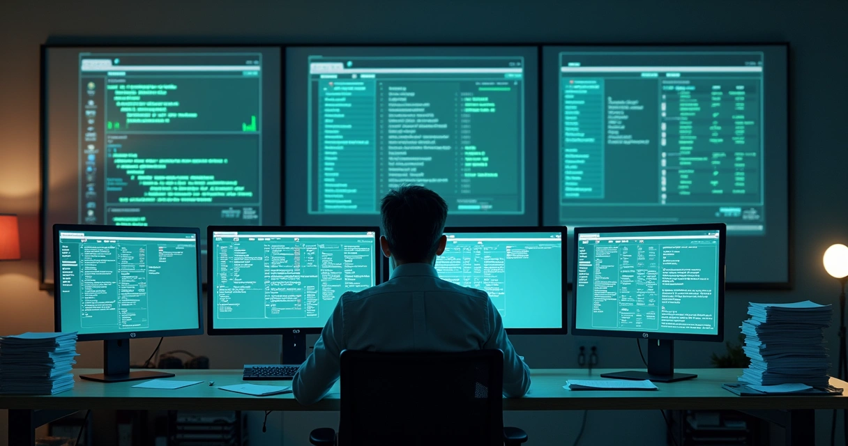 Tarefas automatizadas no computador em ambiente empresarial 