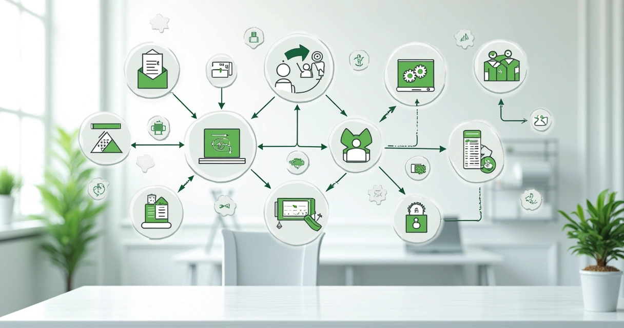 Fluxograma ilustrando automação de processos em uma empresa moderna 