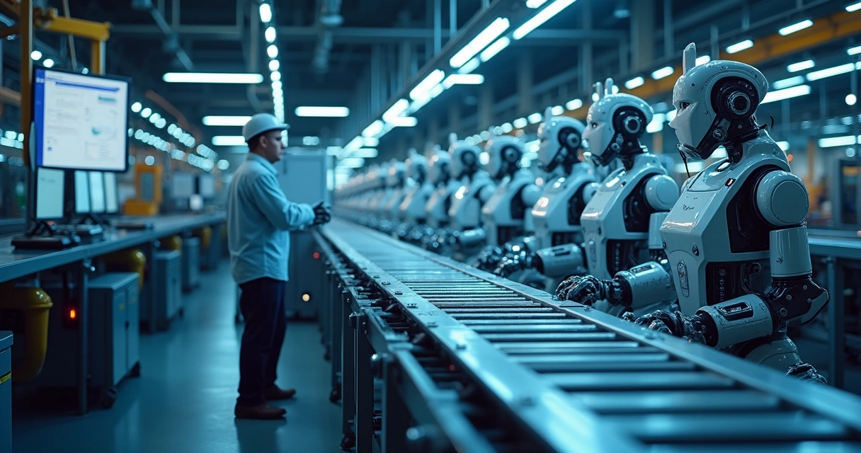 Linha automatizada de produção em indústria 