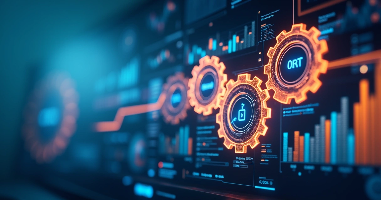 Engrenagens digitais integrando diferentes setores empresariais 