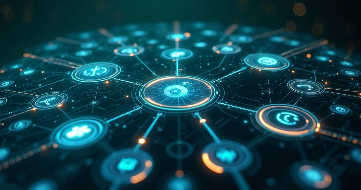 Fluxo de automação de processos empresariais com ícones conectados 