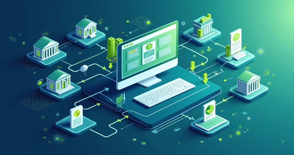 Fluxo de automação com sistemas financeiros conectados a serviços públicos 