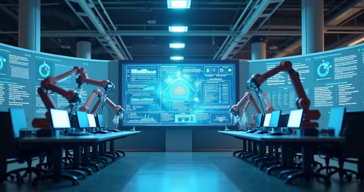 Interface de automação integrada com IA em ambiente corporativo 