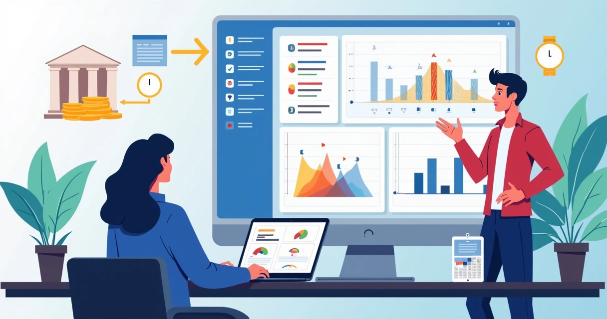 Ilustração de automação financeira usando interface no-code 