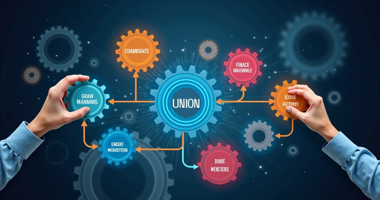 Fluxograma digital de processos sindicais com engrenagens virtuais 