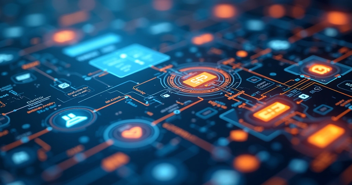 Fluxograma digital de automação comercial com destaque para análise de dados 