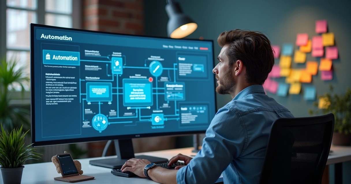 Gestor analisando painel de automação de vendas 