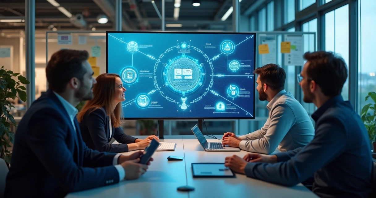 Equipe comercial configurando automação em plataforma de dados