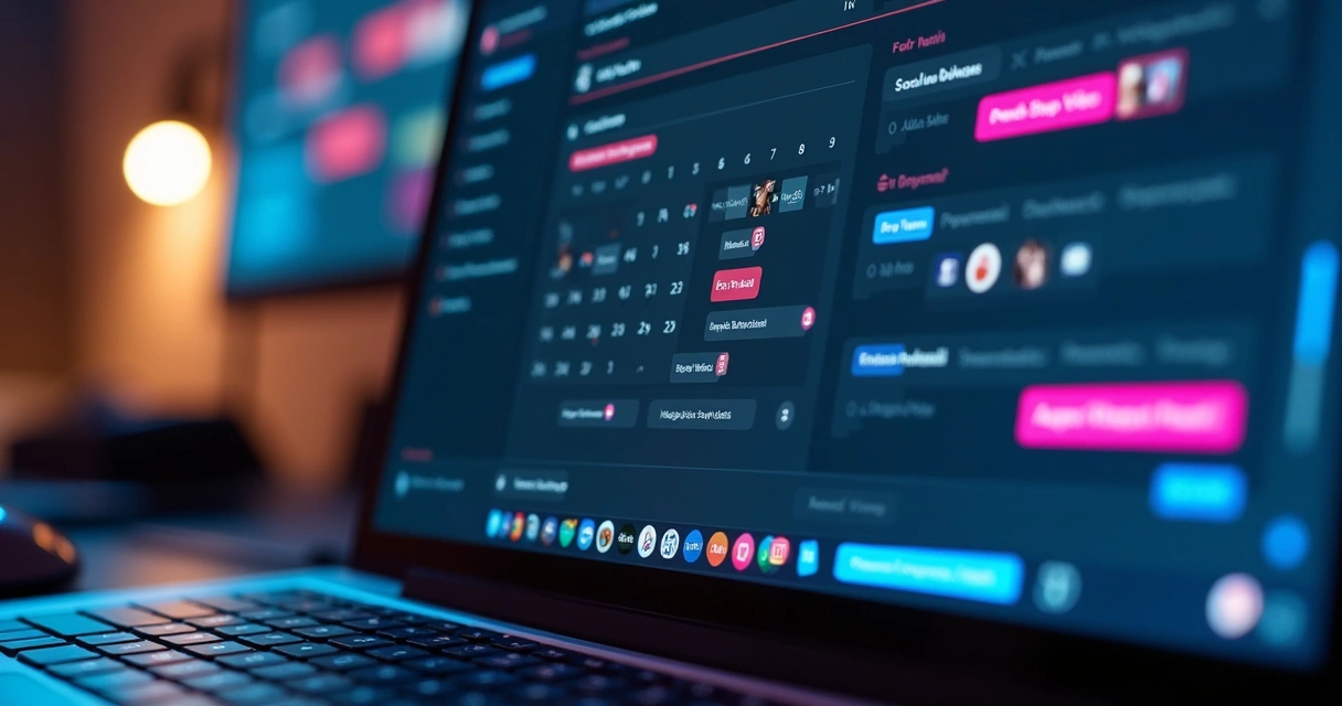 Computer screen showing social media posting automation tool