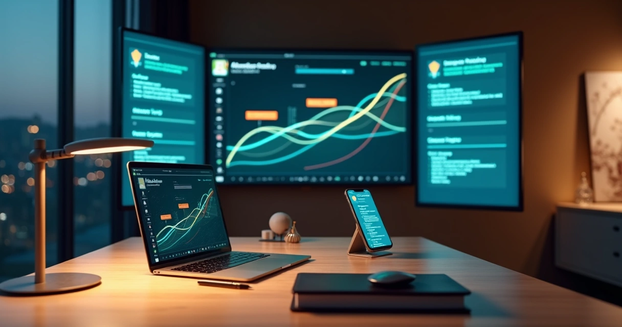 Dashboard de clínica com fluxos de mensagens de pacientes em telas digitais 