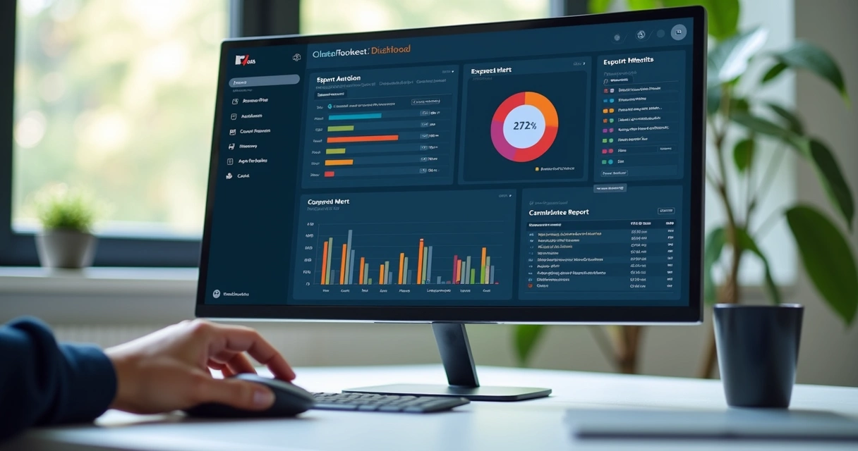 Tela de plataforma SaaS mostrando automação de relatórios