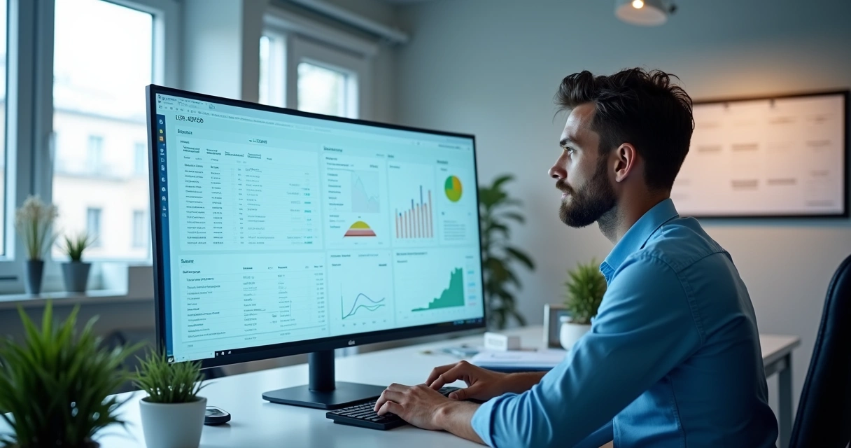 Tela de sistema de contabilidade com automações destacadas 
