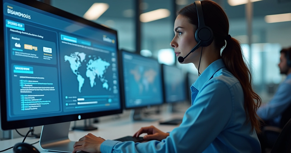 Equipe de atendimento ao cliente com automação e triagem digital 