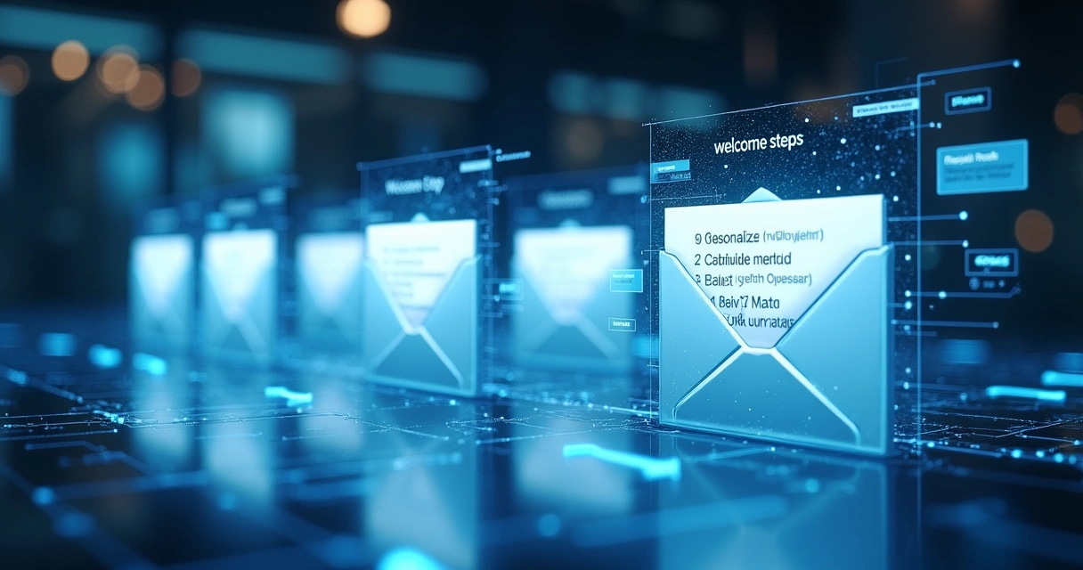 Telha de emails em sequência, mostrando automação de boas-vindas para novos clientes 