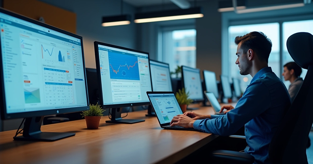 Fluxograma colorido de automação integrando tarefas contábeis e tecnologia 