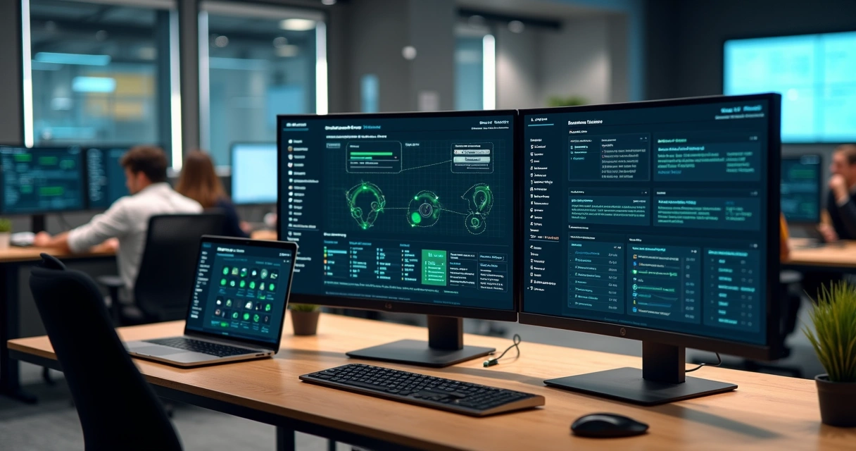 Dashboard de TI com automações conectando tarefas recorrentes em um time de tecnologia 